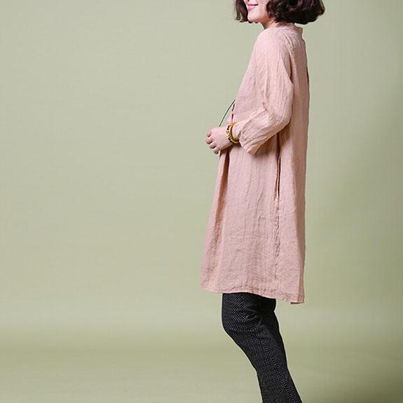 Unique half sleeve sundress linen shift dress blue - Omychic