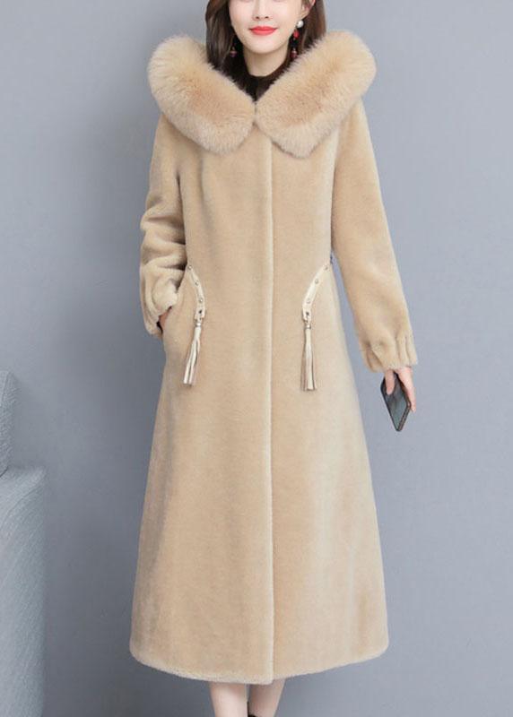 Vintage Beige fashion Nail bead Thick Winter Long sleeve parka - Omychic