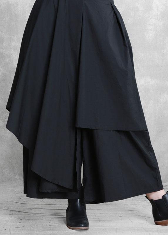 Vintage Black Fashion Casual Asymmetrical Design Fall Wide Leg Pants - Omychic