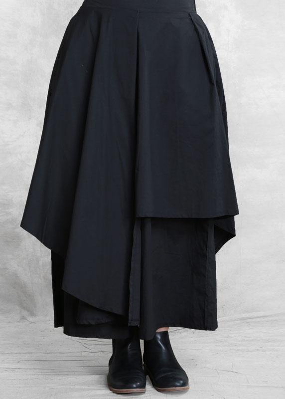 Vintage Black Fashion Casual Asymmetrical Design Fall Wide Leg Pants - Omychic