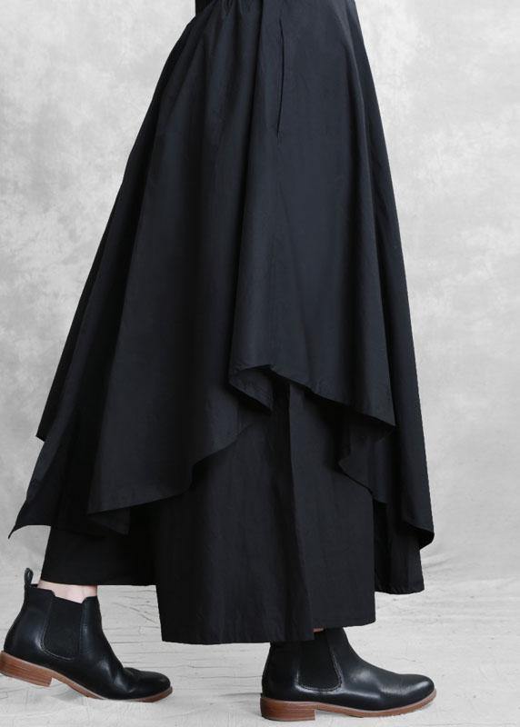 Vintage Black Fashion Casual Asymmetrical Design Fall Wide Leg Pants - Omychic