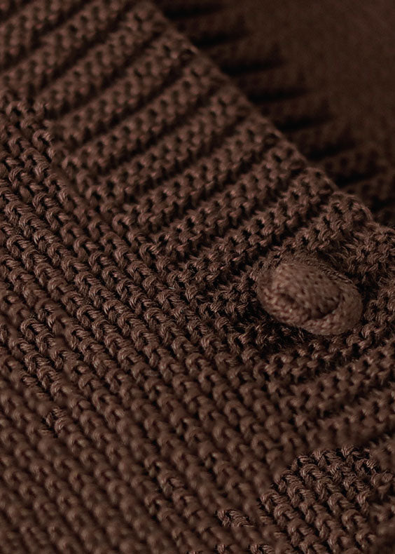 Vintage Brown V Neck Button Tassel Patchwork Knit Vest Sleeveless