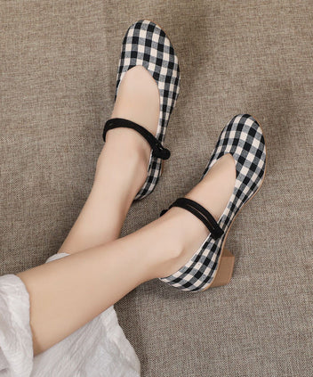 French White Buckle Strap Splicing Hollow Out Chunky High Heels