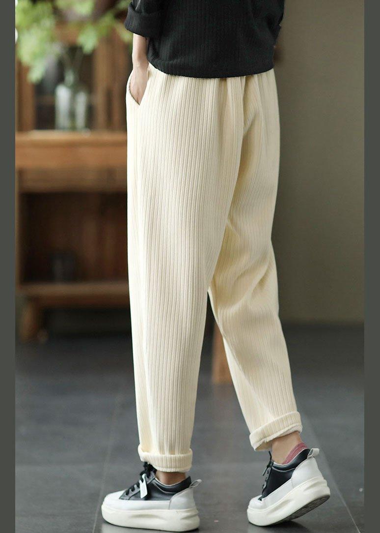 Vintage Coffee Thick Button Pockets Straight Casual Fall Pants - Omychic