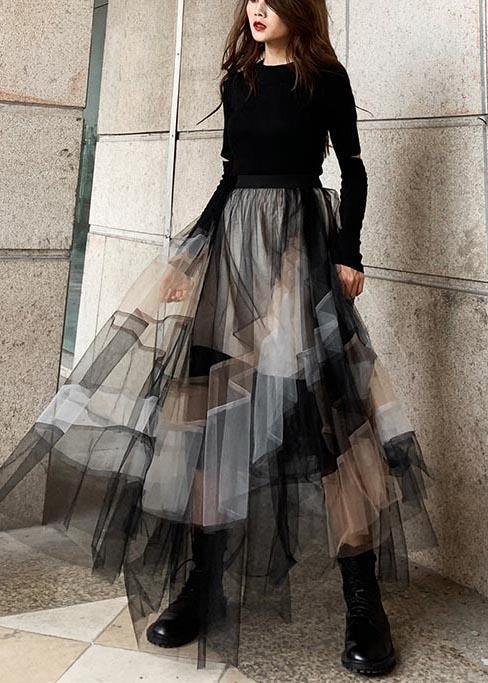 Vintage Color Block Ruffles Tulle Summer Skirt ( Limited Stock) - Omychic