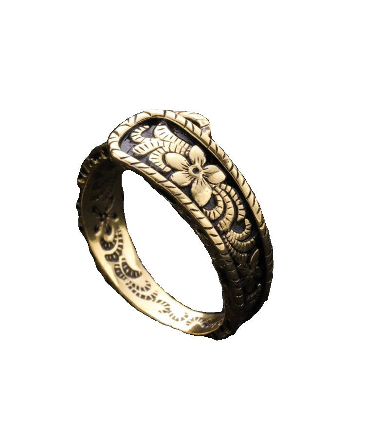 Vintage Gold Sterling Silver Ancient Gold Floral Rings