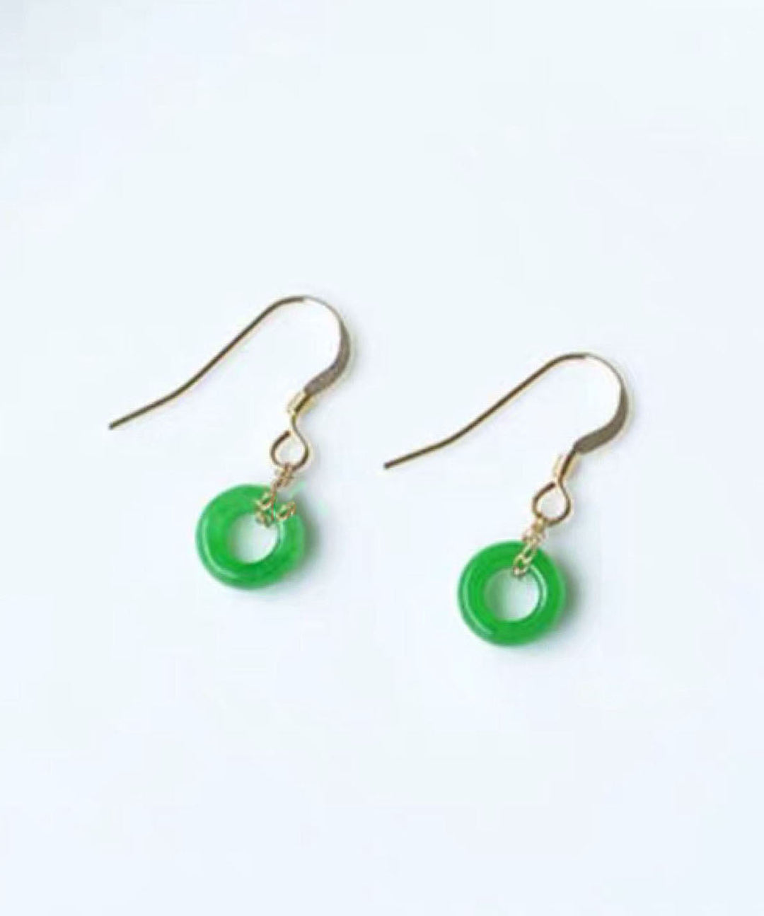 Vintage Green ade Ping Buckle Drop Earrings