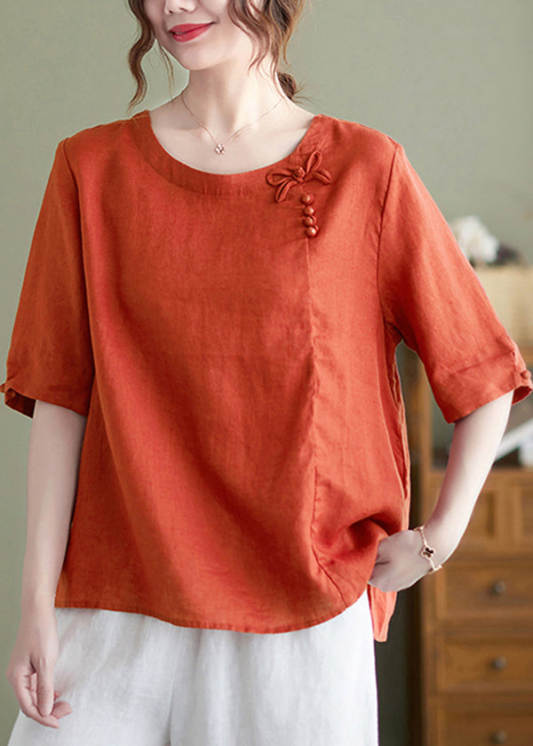 Vintage Pink O Neck Patchwork Cotton T Shirt Summer - Omychic