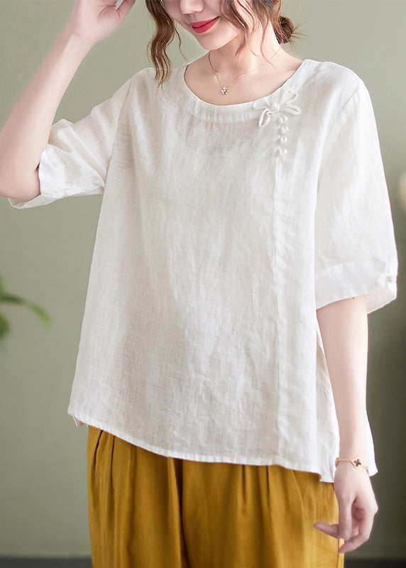 Vintage Pink O Neck Patchwork Cotton T Shirt Summer - Omychic