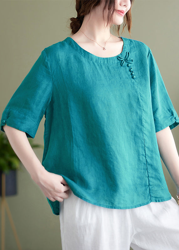 Vintage Pink O Neck Patchwork Cotton T Shirt Summer - Omychic
