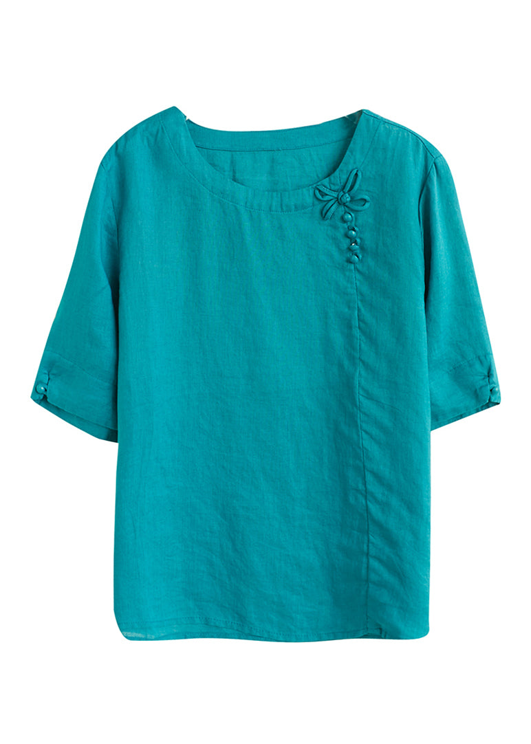 Vintage Pink O Neck Patchwork Cotton T Shirt Summer - Omychic