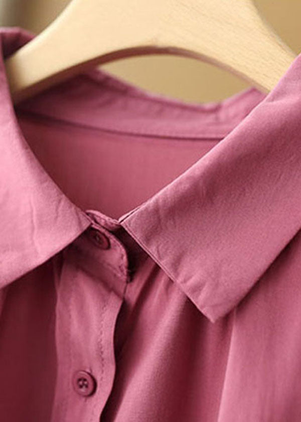 Vintage Rose Peter Pan Collar Drawstring Pockets Shirt Top Bracelet Sleeve