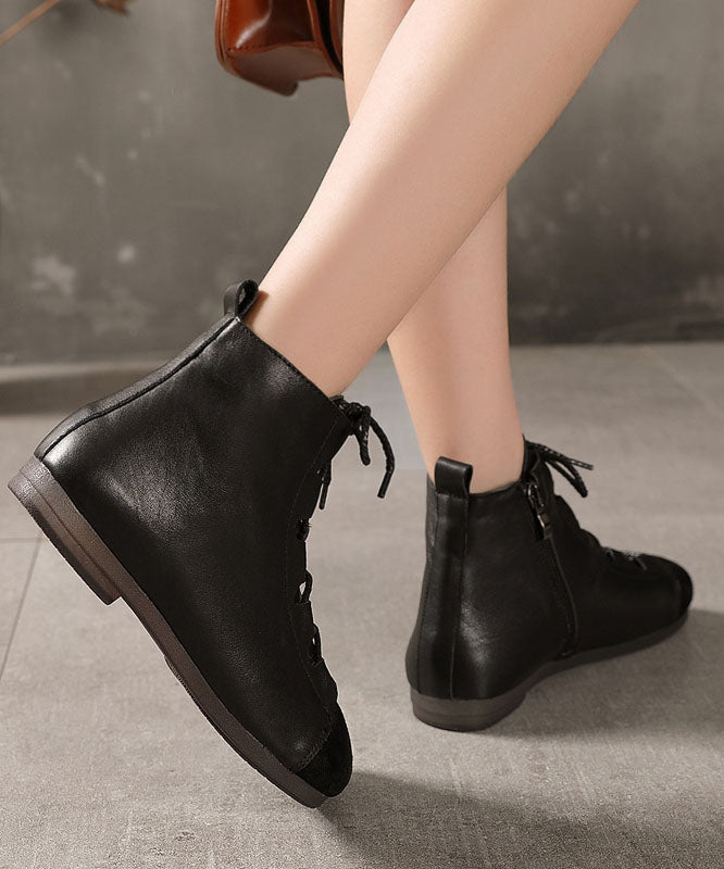 Vintage Splicing Boots Coffee Comfortable Cowhide Leather Shelsea