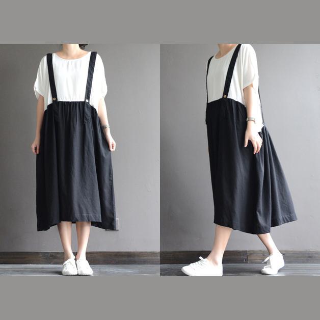 Vintage classic white strap dress summer dress false two pieces - Omychic