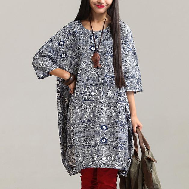 Vintage floral print shift dress plus size summer dress - Omychic