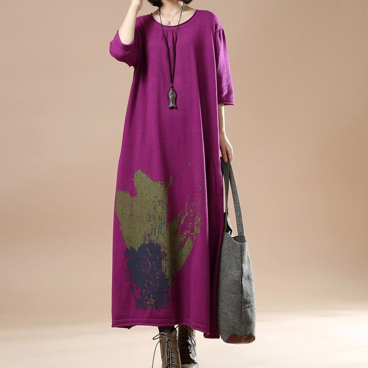 Violet plus size maxi dresses half sleeve caftans - Omychic