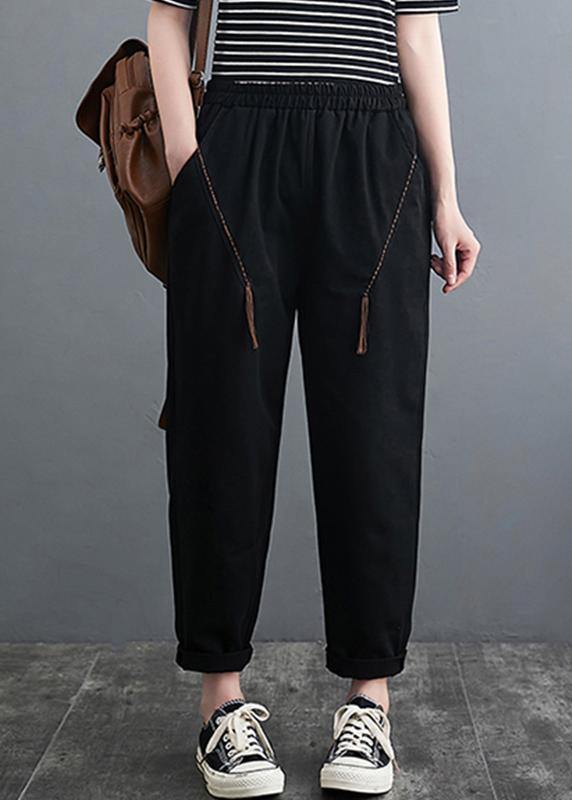 Vivid Black Jeans Slim Spring Solid Design Wide Leg Pants - Omychic