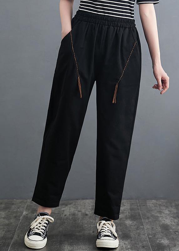 Vivid Black Jeans Slim Spring Solid Design Wide Leg Pants - Omychic