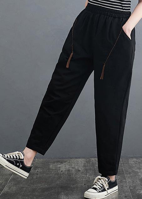 Vivid Black Jeans Slim Spring Solid Design Wide Leg Pants - Omychic