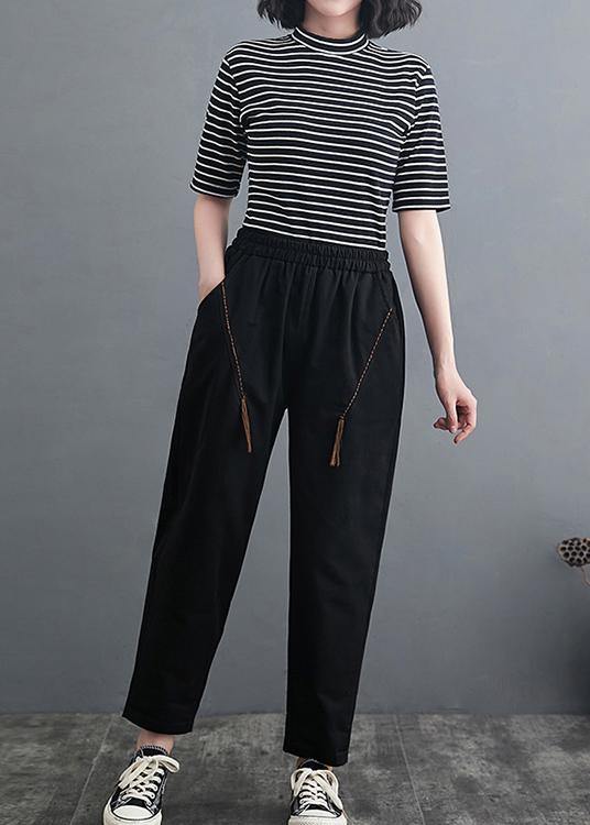 Vivid Black Jeans Slim Spring Solid Design Wide Leg Pants - Omychic