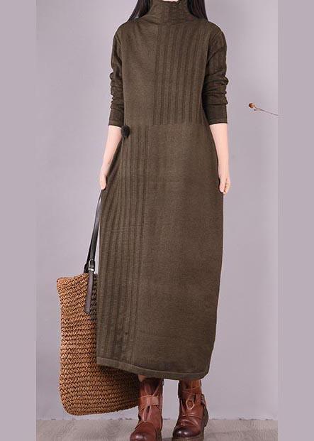 Vivid High Neck Spring Clothes Women Photography Chocolate Vestidos De Lino Dress - Omychic