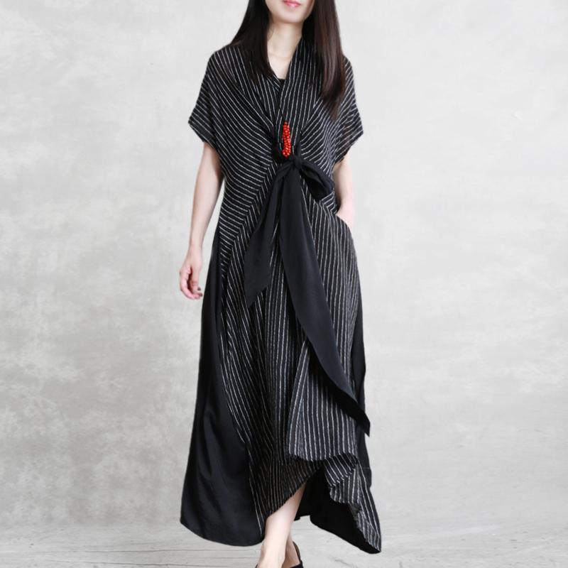 Vivid Multiple ways of wearing clothes For Women Fashion Ideas black white striped asymmetric Art Dresses summer - Omychic
