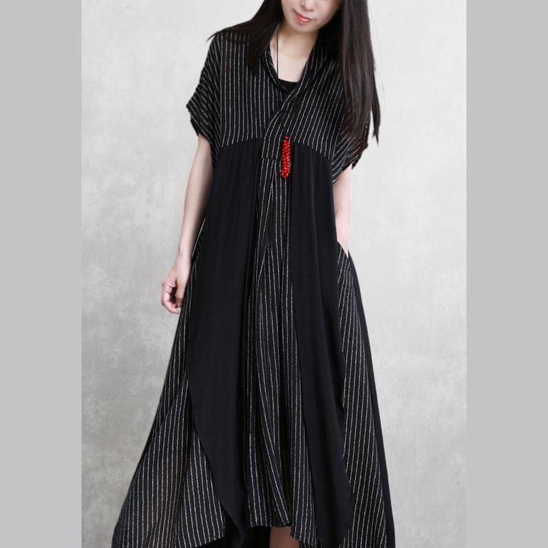 Vivid Multiple ways of wearing clothes For Women Fashion Ideas black white striped asymmetric Art Dresses summer - Omychic