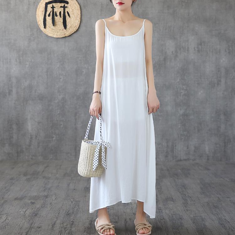 Vivid Spaghetti Strap Cotton Tunics Inspiration White Vestidos De Lino Dress Summer ( Limited Stock) - Omychic