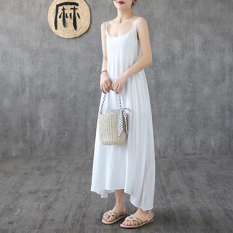 Vivid Spaghetti Strap Cotton Tunics Inspiration White Vestidos De Lino Dress Summer ( Limited Stock) - Omychic