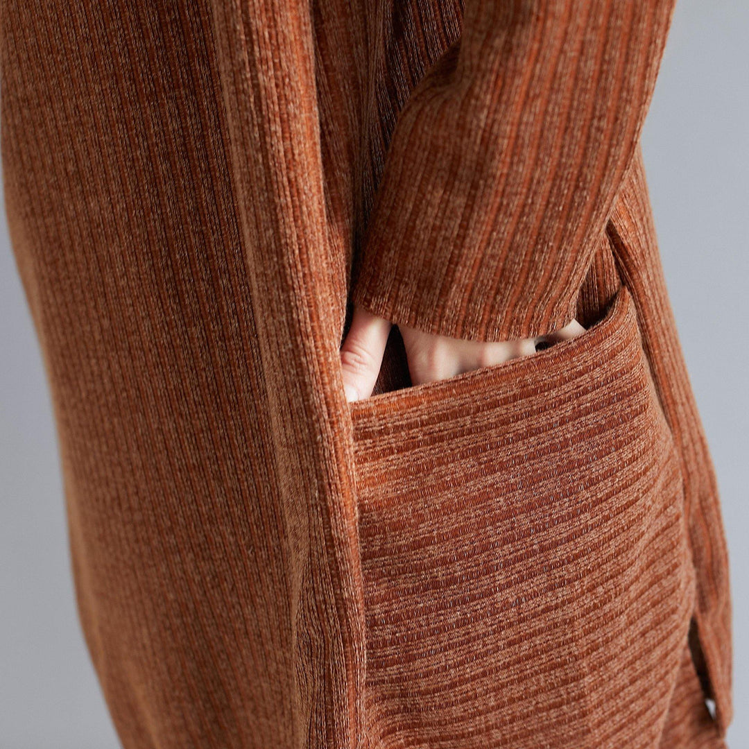 Vivid brown Cotton asymmetric tunic pattern Love Dresses - Omychic