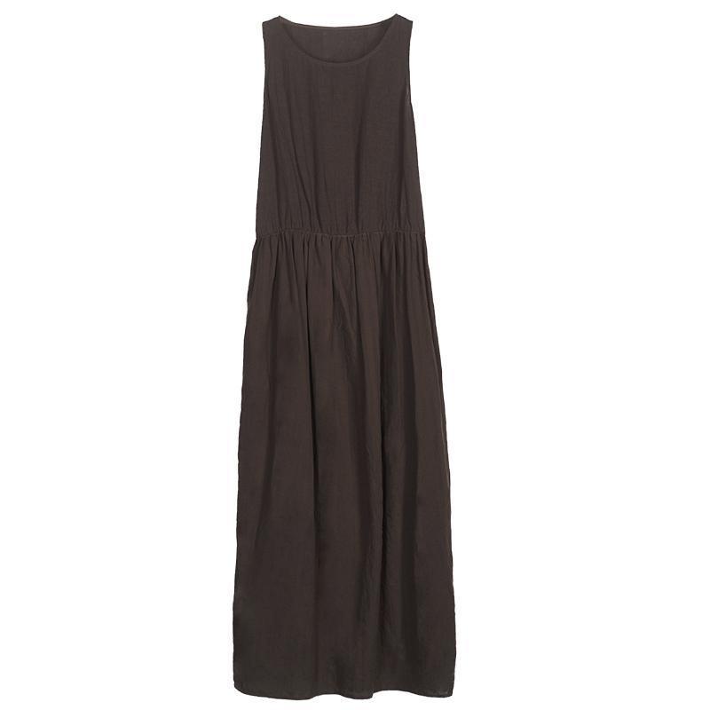 Vivid cotton linen quilting dresses Women Customized Solid Color Spliced Elegant Maxi Dress - Omychic