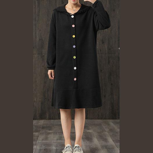 Vivid long sleeve Cotton quilting dresses Wardrobes black Dress fall - Omychic