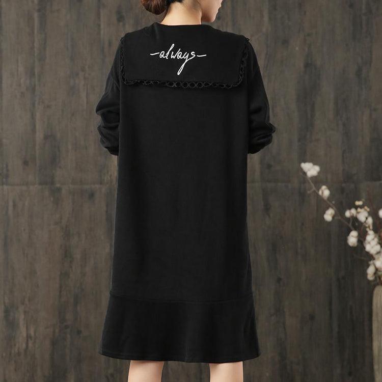 Vivid long sleeve Cotton quilting dresses Wardrobes black Dress fall - Omychic