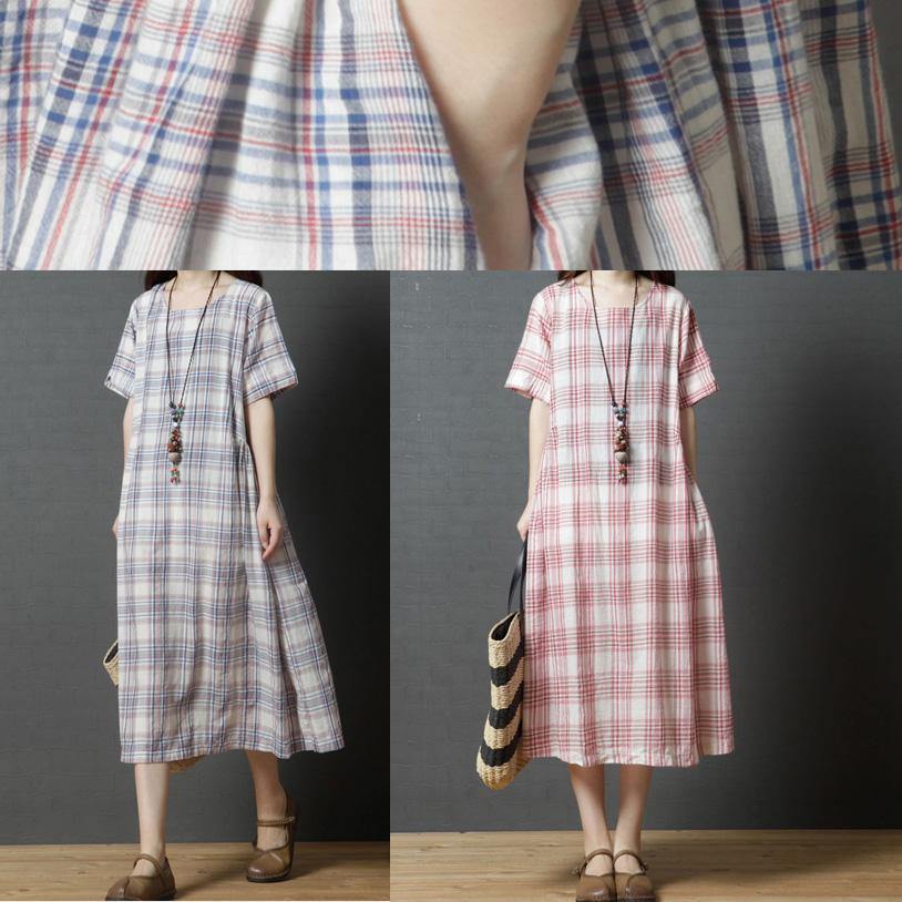 Vivid o neck cotton clothes For Women Korea Photography red Plaid Traveling Dresses summer - Omychic