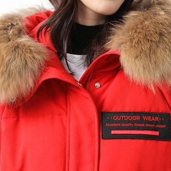 Warm black goose Down coat Loose fitting hooded womens parka long sleeve overcoat - Omychic