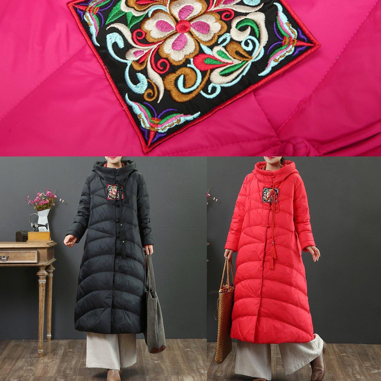 Warm red duck down coat plus size thick down jacket hooded top quality winter outwear - Omychic