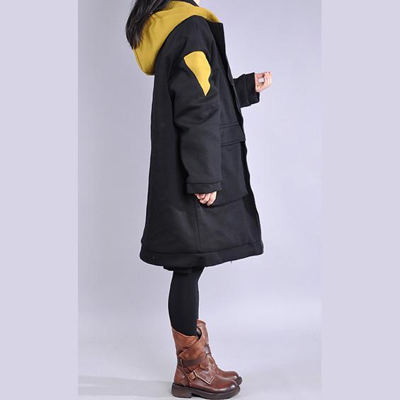 Warm yellow outwear trendy plus size Coats hooded zippered winter coats - Omychic