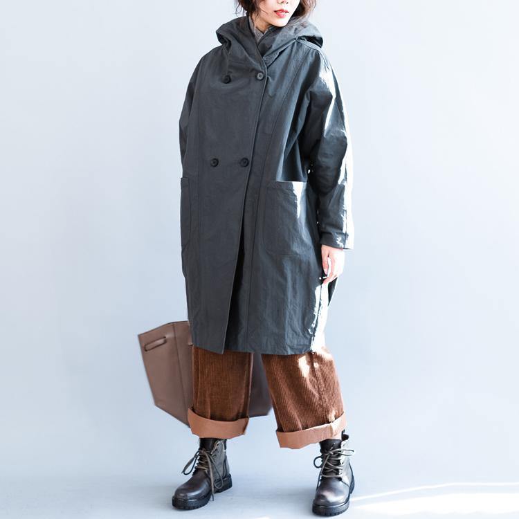 Warm gray Parka plussize double breast down coat Luxury hooded winter outwear - Omychic