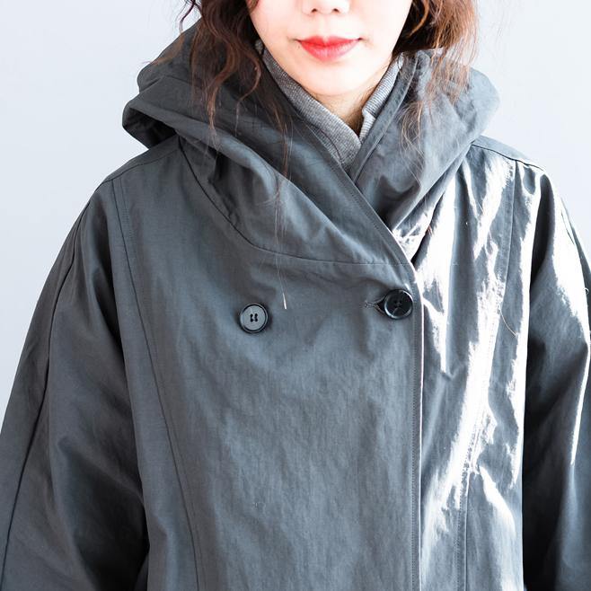 Warm gray Parka plussize double breast down coat Luxury hooded winter outwear - Omychic