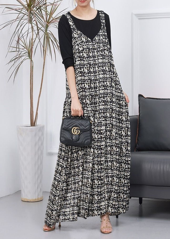 White Plaid Silk Two Pieces Set Wide Leg Jumpsuit And T Shirt Spring
