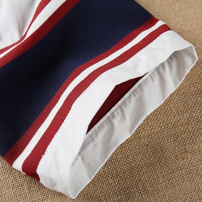 White cotton plus size shirt dress women sundress navy sleeves - Omychic