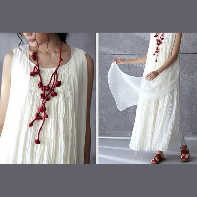 White flowy linen maxi dress sunderss holiday summer dresses - Omychic