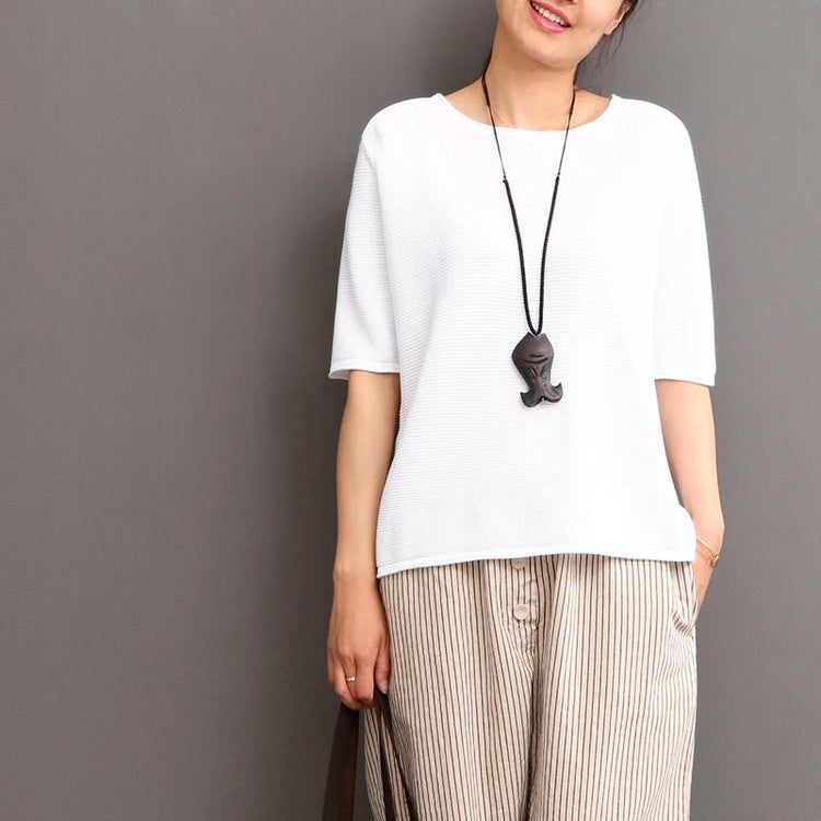 White linen top causal summer blouse women shirt - Omychic