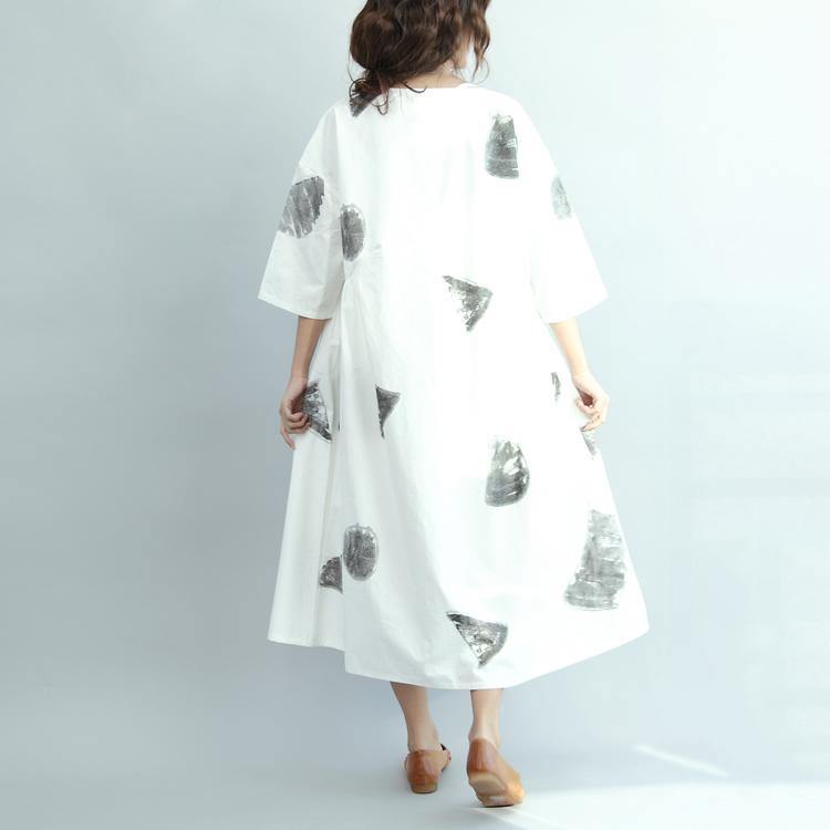 White oversize summer cotton dresses plus size maxi dress caual sundresses maternity dresses - Omychic
