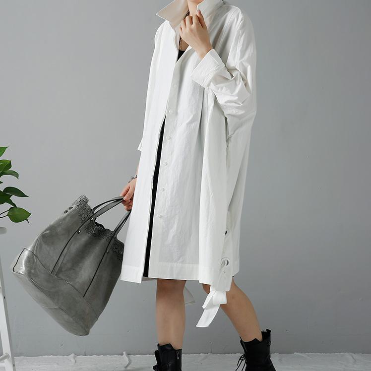 White plus size trench coats oversize wind-breaker - Omychic
