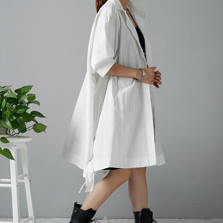 White plus size trench coats oversize wind-breaker - Omychic