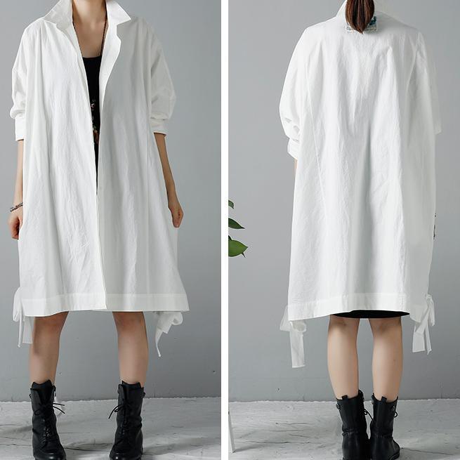 White plus size trench coats oversize wind-breaker - Omychic