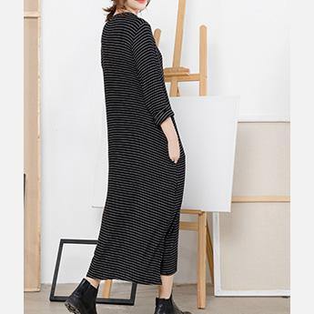 Winter Sweater knit top pattern Design o neck side open black Tejidos knitwear - Omychic