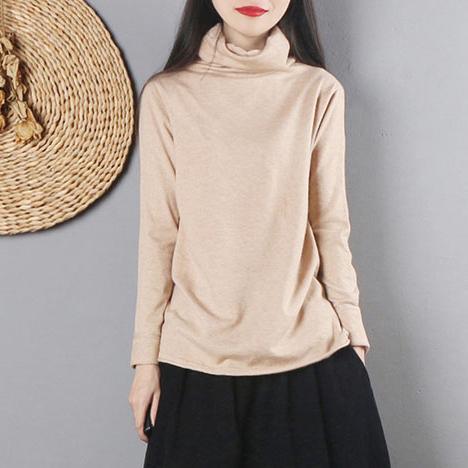 Winter khaki clothes high neck knitted blouse long sleeve - Omychic