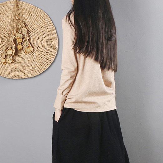 Winter khaki clothes high neck knitted blouse long sleeve - Omychic